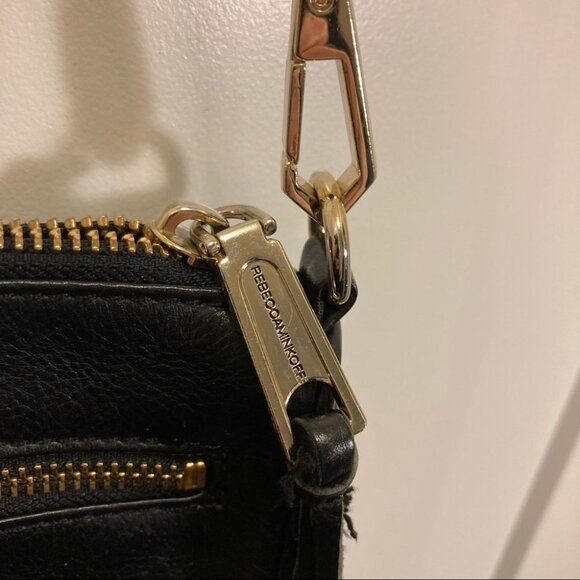 REBECCA MINKOFF Crossbody Leather Chain Accent Multiple Zippers Fringe Purse Bag - Picture 3 of 11